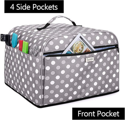 Luxja Dust Cover Compatible with Ninja Foodi Grill (AG301, AG302, AG400), Cover with Storage Pockets, Gray Dots