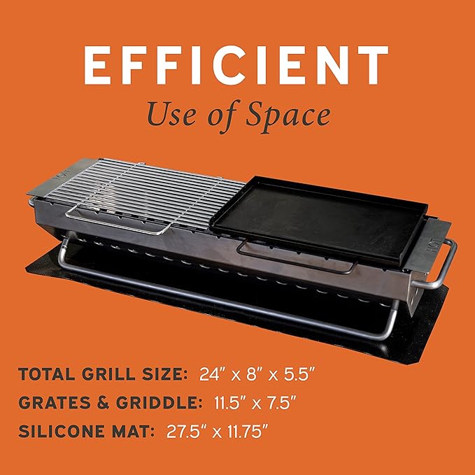 Hickory Summit Hibachi Grill Outdoor Complete Kit - Yakitori Grill - Japanese Tabletop Grilling - Konro Mangal - Binchotan Charcoal BBQ - Perfect for the Park and Your Backyard