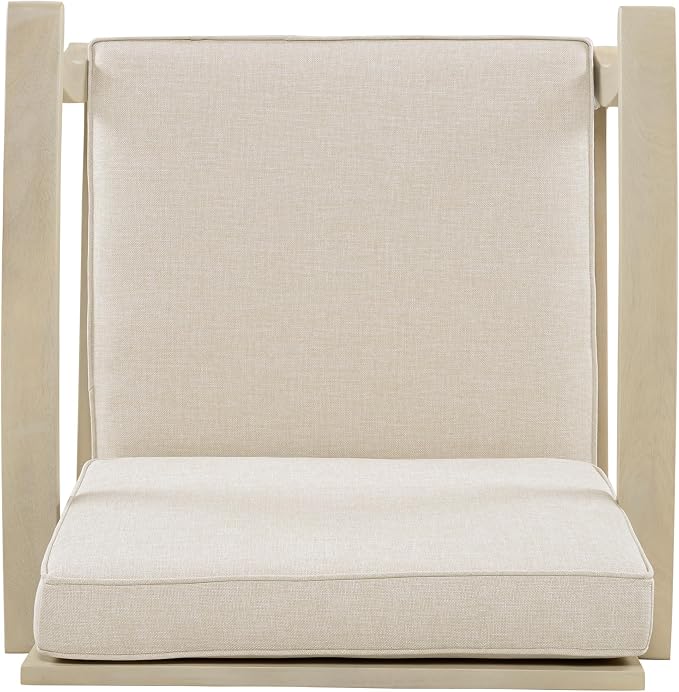 Christopher Knight Home Perla Acacia Wood Lounge Chair Outdoor Set of 2 with Removable Cushion, Wooden Patio Accent Chair, Patio Garden Comfy Reading Chair, Sand/Beige