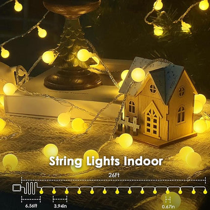 2 Pack Battery Operated String Lights - 52FT 120 LED Globe Fairy Lights with Remote, Waterproof String Light Indoor Outdoor 8 Modes with Timer for Bedroom Classroom Dorm Christmas Decor, Warm White