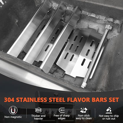 SUS304 Grill Parts for Weber Genesis 300 Series with Front Control Knob, Genesis Burner Tube, Heat Deflectors & 17.5" Flavorizer Bars for Weber Genesis E/S310 E/S320, Replacement for Weber 7621 62752