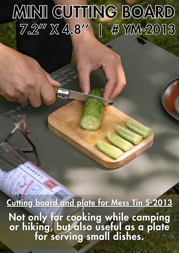 CAMPINGMOON Mess Tin Cutting Board 7.2'' x 4.8'' Wooden Cooking Cutting Plate Coaster Pot Holder YM-2013