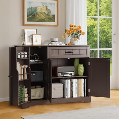 Buffet Cabinet with Storage Shelf, Dark Brown | Coffee Bar for Kitchen, Dining, Laundry, or Living room