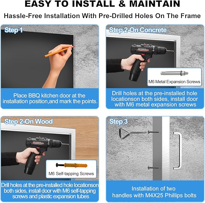 BBQ Access Door 28" W x 19" H-304 Stainless Steel Never Rust-Double Layer-Outdoor Kitchen Doors-Outside Cabinet Door-Weatherproof Grill Doors-Flush Mount BBQ IslandDoor-MetalDoor for Outdoor Kitchen