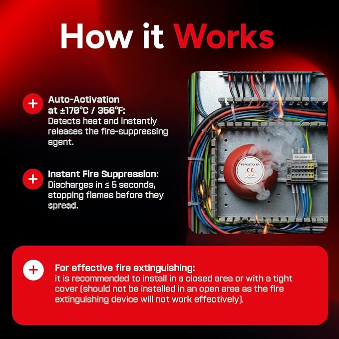 Small Automatic Fire Extinguisher – Non-Toxic, Compact & Maintenance-Free Household Fire Protection for Electric Boxes, Solar Generators, Vehicles, Lithium Batteries, Ship Cabins (2 Pack)