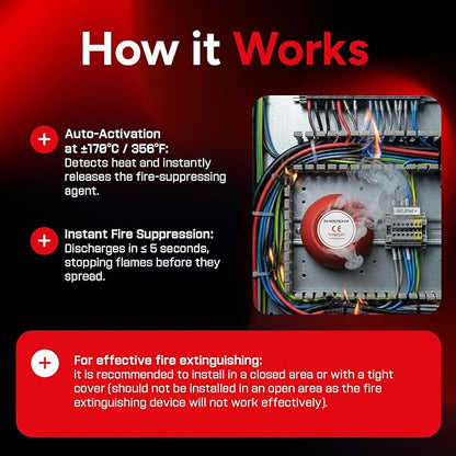 Small Automatic Fire Extinguisher – Non-Toxic, Compact & Maintenance-Free Household Fire Protection for Electric Boxes, Solar Generators, Vehicles, Lithium Batteries, Ship Cabins (1 Pack)