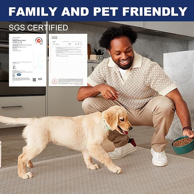 SALLOUS 2' x 6' Plastic Runner Mat for Hallway Runner Rug for Carpet, Waterproof Vinyl Floor Mat for Carpeted Floors, Slip Resistant with Grips, Carpet Protector for Home (Clear)