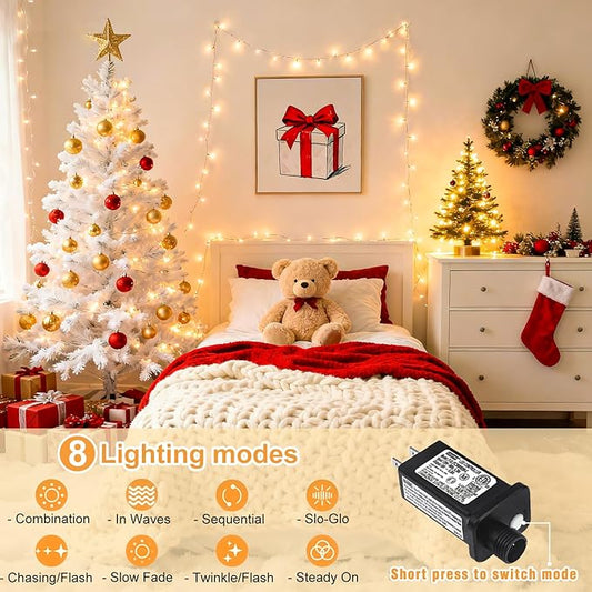 165FT 500 LED Outdoor String Lights, Warm White Christmas Lights Indoor Waterproof, 8 Modes Plug in Twinkle Fairy Lights for Outside Bedroom Garden Patio Party Wedding Holiday Decorations