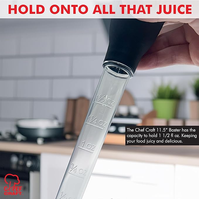 Chef Craft Classic Baster with Clear Tube,11.5 inches in Length,Black,(Pack of 2)