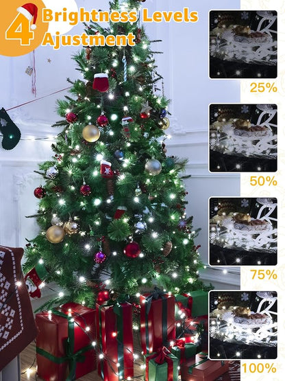 BrightChristmas 600 LED 196 FT Christmas Lights, Waterproof String Lights with Remote and Timer, Christmas Tree Lights with 8 Modes Dimmable, Fairy Lights for Holiday Decor (Cool White)