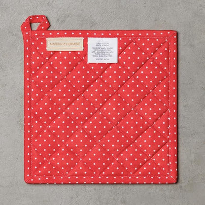 Maison d' Hermine Pot Holders 100% Cotton Heat Resistant Potholders 8" x 8" Hot Pads with Loop BBQ Cooking Baking Hotel Farmhouse Kitchen Handling Hot Pans Spring Summer (Pack of 1, Vintage Floral)