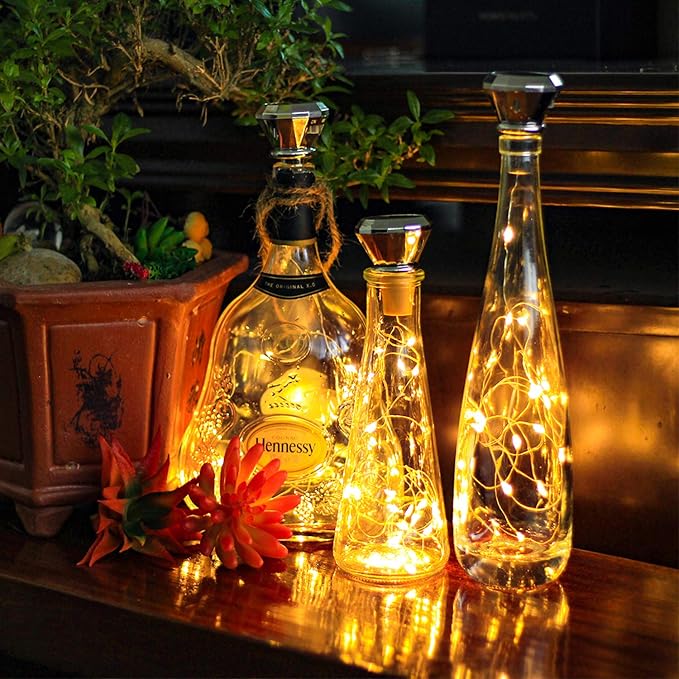 Bottle Lights Solar Wine Bottle Lights 10 Packs 20LED Outdoor Waterproof Fairy Light Strings for Recycling Wine Bottle Decoration