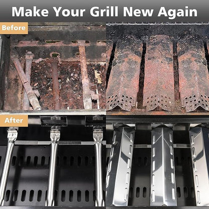 Grill Replacement Parts for Kenmore 146.34611410 146.05349710 146.46372610 146.34461410 146.10016510 146.16197210 146.16198211, Stainless Steel Heat Plate, Grill Burner, Crossover Tube