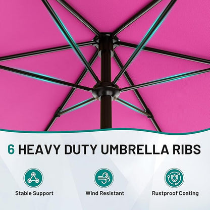 AreShark 11 FT Patio Umbrella for Outdoor, Outdoor Table Umbrella with Push Button Tilt and Crank, Outdoor Patio Umbrellas with 6 Sturdy Ribs, Patio Umbrellas for Market, Garden, Pool (Rose Pink)