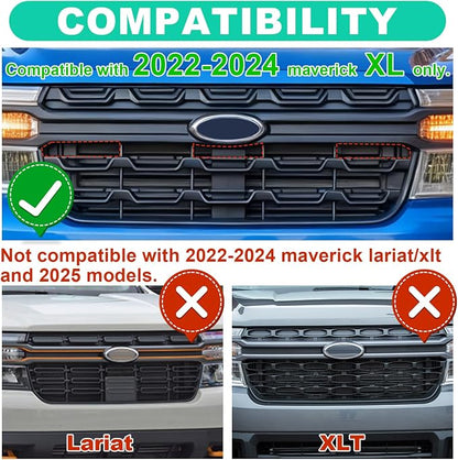 Front Grille Led Light For 2022-2025 2026 Ford Maverick Accessories | Fits Maverick XL Only,Snap-fit,Smoked lens,Raptor Style Grille Lights with adaptor fuse Waterproof(Only Fit XL-Amber)