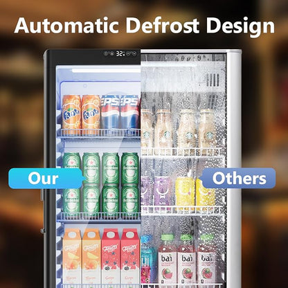 7 Cu.Ft Commercial Beverage Refrigerator with Glass Door | Double-Tempered Glass, Outdoor/Indoor Use, Bar/Office/Restaurant, Energy Efficient, Adjustable Shelving, Secure Lock