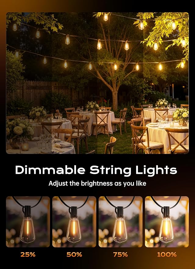 Minetom 200FT Outdoor String Lights with Remote, ST38 Patio Lights Dimmable | Waterproof LED Christmas Lights with 3 Modes, Shatterproof Connectable Outside Lights for Backyard Porch Deck Garden Decor