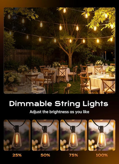 Minetom 200FT Outdoor String Lights with Remote, ST38 Patio Lights Dimmable | Waterproof LED Christmas Lights with 3 Modes, Shatterproof Connectable Outside Lights for Backyard Porch Deck Garden Decor