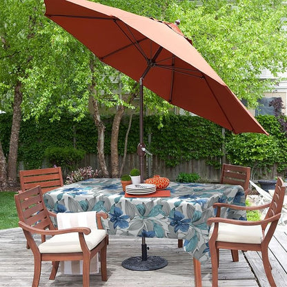 LVTXIII Outdoor Tablecloth with Umbrella Hole and Zipper, 60 x 84 Inch Water-Repellent Patio Table Cloth, Rectangle Table Covers for Backyard Garden, Clemens Noir Blue