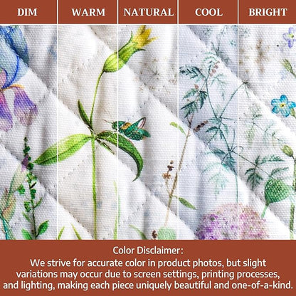 Maison d'Hermine Oven Gloves 100% Cotton Oven Mitt 7" x 13" with Loop Heat Resistant BBQ Cooking Gloves Baking Grilling Kitchen Hotel Home Farmhouse Spring Summer (Pack of 1, Fleurs De Mai)