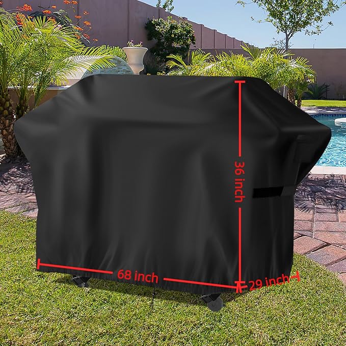 Flat Top Grill Cover for Nexgrill Daytona 4-Burner Propane Gas Griddle, Heavy Duty Waterproof Gas Griddle Cover for Member Mark Pro Series 5-Burner Gas Griddle, 68" W x 29" D x 36" H