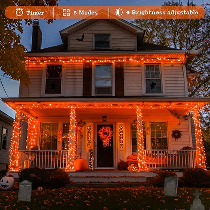 JMEXSUSS 400 LED Orange Lights for Halloween Decor, Plug in with Remote | 132ft Orange String Lights Indoor Outdoor, Fall Lights for Living Room Garden Patio Party Haunted House Tree Decorations
