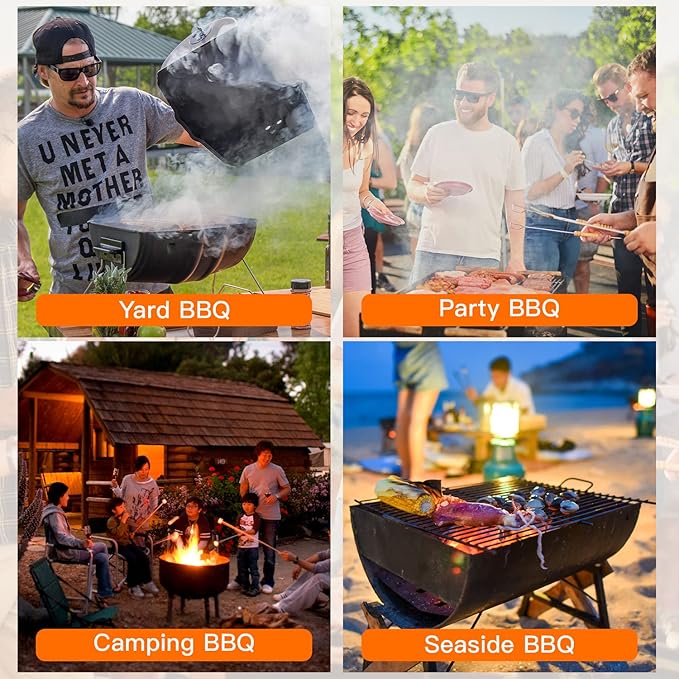 Charcoal Grills,BBQ Grill,Portable Charcoal Grill,Braised Roast Patio Grill,Grills Outdoor Cooking,Offset Smoker Grill with Thermometer,Outdoor Grills for 6-10 People,Backyard,Patio Parties