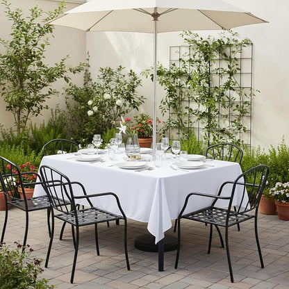 Fitable Outdoor Tablecloth for 4ft Rectangle Tables, White, 52 x 70 Inch | Washable Waterproof Wrinkle Free Table Cover, Zipper and Umbrella Hole, For Spring Summer Party Picnic Camping Patio Indoor