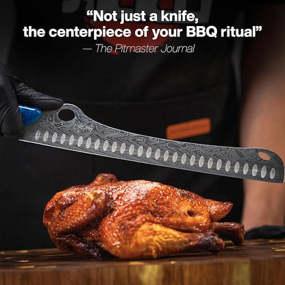 Jikko® SteelFang Edition – Japanese Brisket Knife 12" with Olive Wood & Blue Epoxy Handle | Premium Butcher & Carving Knife for Meat, BBQ, and Brisket Slicing – Ultra Sharp Stainless Steel Blade