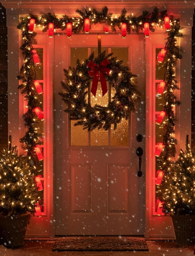 8.5Ft Shotgun Shell String Light Outdoor, 10 LED Red Bullet Decor Lights | Shatterproof & Waterproof, End-to-end Connectable, Hanging Christmas Decor UL listed for Home Wedding Party, 2700K Warm White