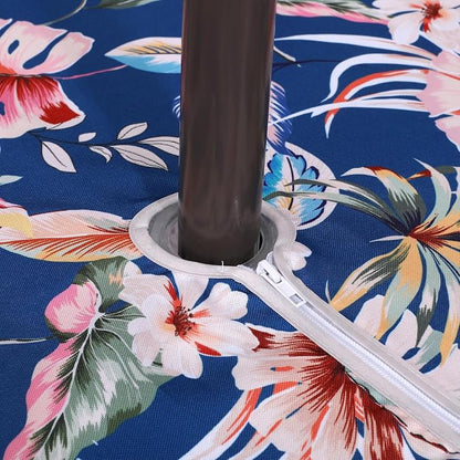 SUQ I OME Outdoor Patio Tablecloth with Umbrella Hole,Garden Tablecloth with Umbrella Hole and Zipper, for Host Backyard Parties, BBQs,Family Gatherings (Blue, 60inch,Zippered)
