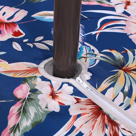 SUQ I OME Outdoor Patio Tablecloth with Umbrella Hole,Garden Tablecloth with Umbrella Hole and Zipper, for Host Backyard Parties, BBQs,Family Gatherings (Blue, 60inch,Zippered)