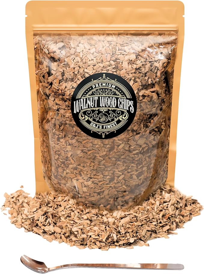 Walnut Wood Chips for Cocktail Smoker; Smoked Whiskey/Bourbon/Old Fashioned Drinks - Extra Fine Sawdust Shavings for Cocktail Smoking Guns, Smoke Box, BBQ - 5oz Gift Bag & Spoon By G&J's Finest
