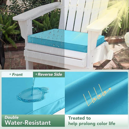 Summsun Outdoor Chair Cushions Set of 4: Waterproof & Color Fastness Seat Cushion for Patio Furniture - 22 x 22 x 3 Inch Chair Pads with Ties and Hidden Zipper - Patio Chair Cushion Replacement, Teal