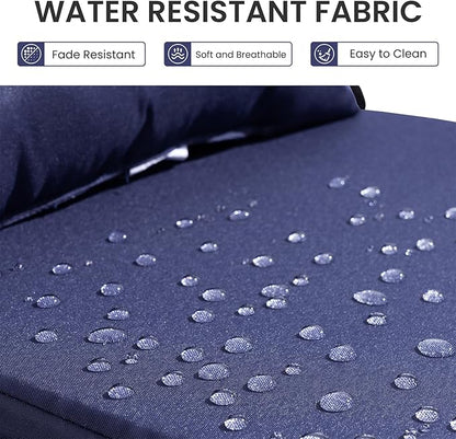 Crestlive Products Foldable Outdoor Chaise Lounge Cushions with Head Pillow and Side Pockets, Water Resistant & Fade Resistant Lounge Chair Cushion, 72''L x 21''W, Navy