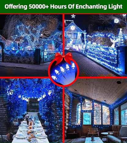 QUHUATU 750 LED Chrstmas Lights, 240ft Outdoor Christmas String Lights with 12 Modes, Blue LED String Lights with Timer Dimmable Waterproof for Outside Tree Fence Garden Xmas Wedding Party Decor Blue