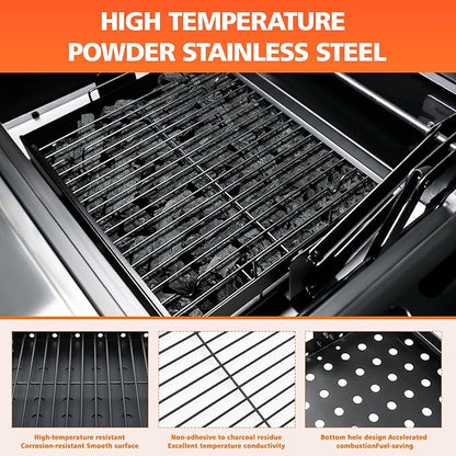 Uniflasy Stretchable 15-28" Charcoal Tray for Expert 24 Grill Parts, Pit Boss Memphis I, Chargriller PS9900 2190 6500 6800 8500, Adjustable Charcoal Basket Holder for Smoke Hollow 47183T-21 Replacement Parts