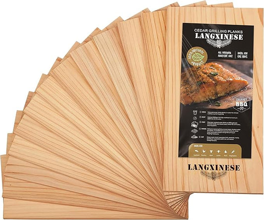 Bigger 13 PK, Cedar Planks for Grilling Salmon,11"x 5" Better Smoking, Add Smoky Flavor to Salmon, Veggies, Restaurant Quantity
