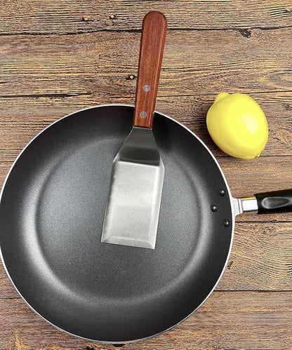 KLAQQED Metal Spatula for Cast Iron Skillet Grill Stainless Steel Spatula for Burger, Fish Turner Griddle Spatula, Spachulas Egg Flipper, Flat Top Metal Spatula for Cooking BBQ
