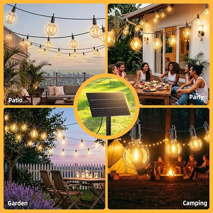 ZJOJO 100ft Solar String Lights Outdoor Waterproof Patio Lights with Remote | Dimmable&Timable,USB-C,G40 Shatterproof Bulbs,31 LED Solar Powered Hanging Lights for Outside Garden Backyard Camping RV Pool