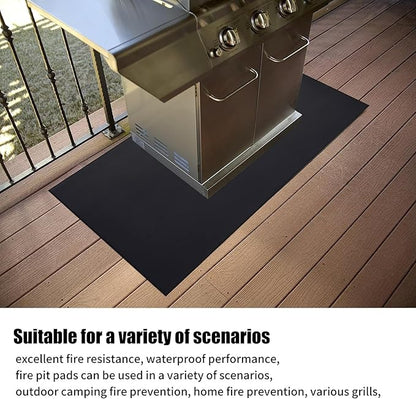 MDEOOSKY Fireproof Grill Mat 60" x 42" – Waterproof BBQ Protector for Deck and Patio, Easy to Clean Fire Pit Mat, Oil-Proof, Foldable Storage Solution