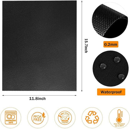 Grill Mat 6 Sets (15.7'' x 11.8'' x 0.08''), Black