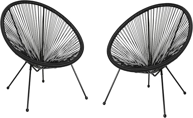 Christopher Knight Home Outdoor Hammock Weave Chair with Steel Frame (Set of 2) - Black Finish