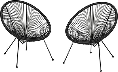Christopher Knight Home Outdoor Hammock Weave Chair with Steel Frame (Set of 2) - Black Finish