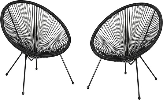 Christopher Knight Home Outdoor Hammock Weave Chair with Steel Frame (Set of 2) - Black Finish