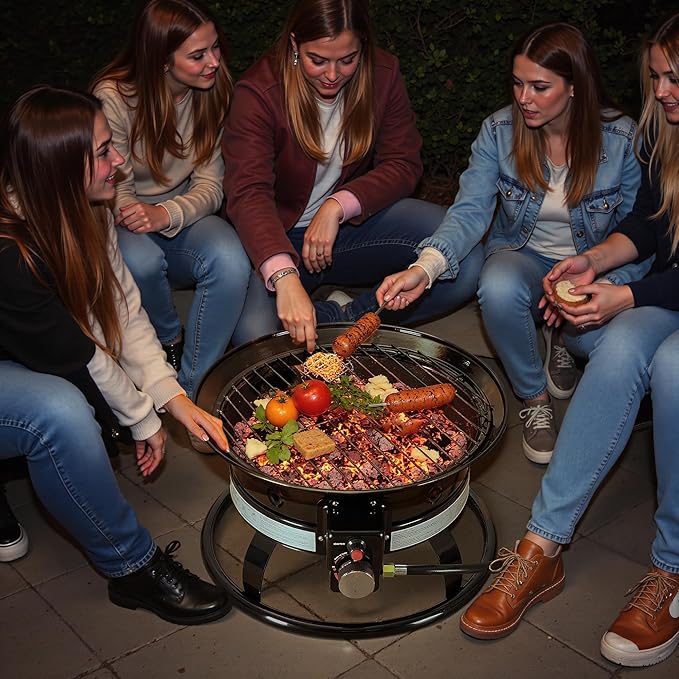 Devoko 19 Inch Smokeless Propane Fire Pit 53000 BTU Portable for Outside,Backyard, RV Camping and Beach Party