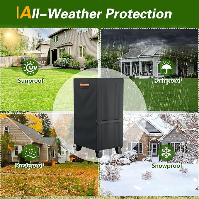 EVRBUL 30-inch Electric Smoker Cover, 420D Heavy Duty Waterproof Outdoor Vertical Digital Smoker Cover BBQ Grill Cover Fit for Masterbuilt 30 in Cover, 19.5" W x 17" D x 33" H (Black)