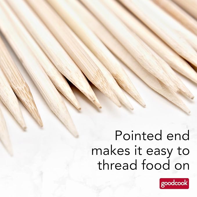 GoodCook Everyday 12-Inch Bamboo Skewers, 100-Count, Wooden Skewers for Grilling, Shish Kabob, BBQ, and Kebabs, Durable Single-Point Ends, Versatile Skewer Sticks for Cooking and Crafts