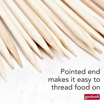 GoodCook Everyday 12-Inch Bamboo Skewers, 100-Count, Wooden Skewers for Grilling, Shish Kabob, BBQ, and Kebabs, Durable Single-Point Ends, Versatile Skewer Sticks for Cooking and Crafts