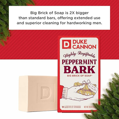 Duke Cannon Supply Co. Big Brick of Soap Bar for Men Holiday Edition - Peppermint Bark Scent, 10 oz. (1 Pack)